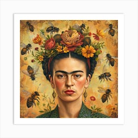 Frida Kahlo and the Bees. Animal Conservation Series. Art Print