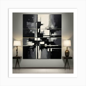 Abstract Black And White Painting 1 Art Print