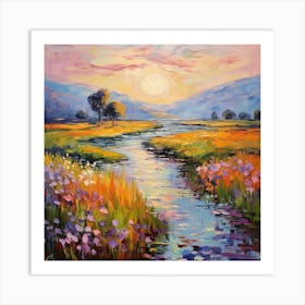 Sunset In The Meadow Art Print