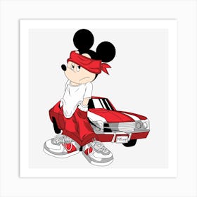 Mickey and Car Art Print
