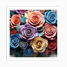 Paper Roses Bouquet 1 Art Print