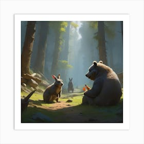 Bears In The Woods 4 Art Print