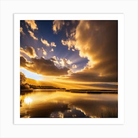 Sunset Over Lake 6 Art Print