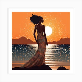 Afro-American Woman At Sunset Art Print