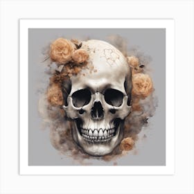 Skull With Roses Art Print