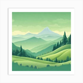 Misty mountains background in green tone 133 Art Print