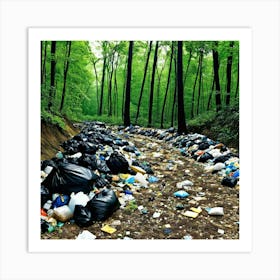 Forest Pollution Garbage Trash Waste Debris Litter Rubbish Environment Ecological Crisis Art Print