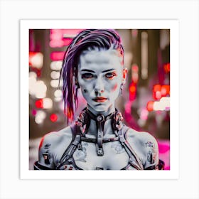 Cyberpunk street city Art Print