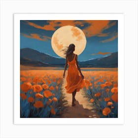 Dancing Under The Moon A Phoenician Inspired Painting Of Graceful Movement (4) Art Print