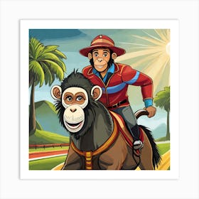 Firefly Monkey Jockey Horse Race 74560 Art Print
