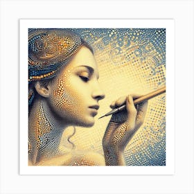 Girl With A Brush Art Print