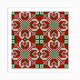 Christmas Knitted Pattern Vector Art Print