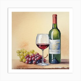 Wine And Grapes Art Print