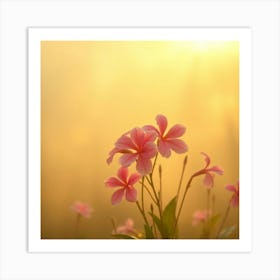 Pink Flowers At Sunrise Art Print