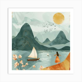 Sailboats On The Lake Art Print