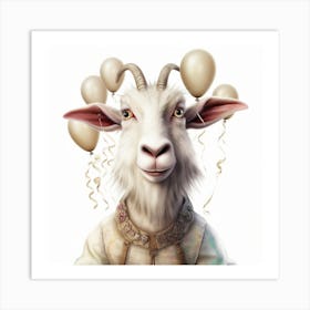 Goat With Balloons 1 Art Print