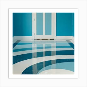 Blue And White Floor Art Print