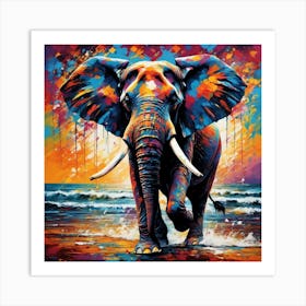 Elephant On The Beach 1 Art Print