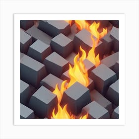 Bricks On Fire Art Print