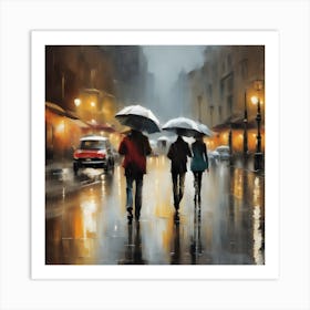 People Walking In The Rain 1 Art Print