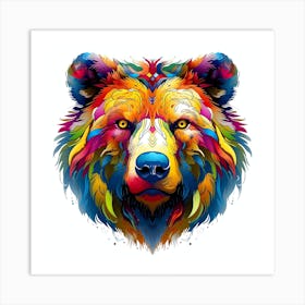 Colorful Bear Head 2 Art Print