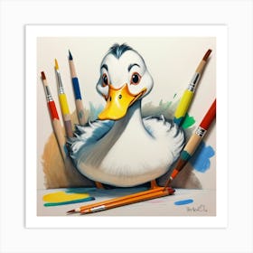 Duck With Colored Pencils 4 Art Print