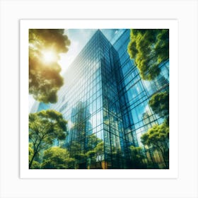 Modern Office Building With Trees Art Print
