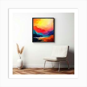 Mock Up Canvas Framed Art Gallery Wall Mounted Textured Print Abstract Landscape Portrait (27) Art Print