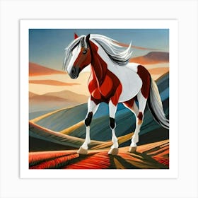 Dibujo De Caballo En Los Cerros Art Print