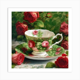 Roses And Teacups Art Print