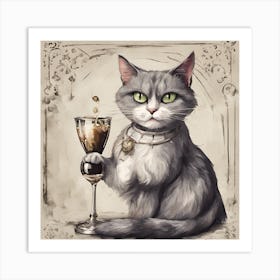 Steampunk Cat Art Print