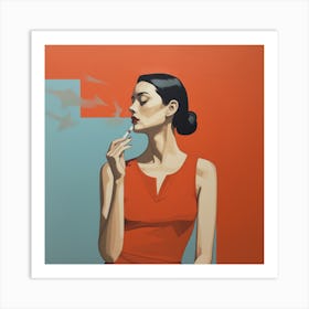 Woman Smokes A Cigarette Art Print