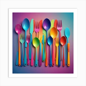 Colorful Plastic Utensils Art Print