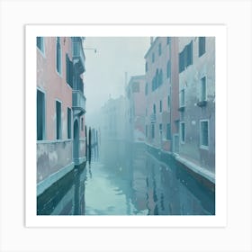 David Hockney Style. Venice Canals in Winter Art Print