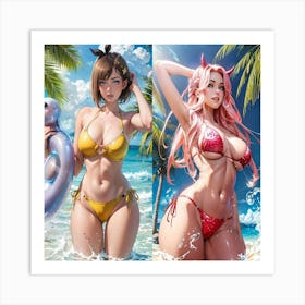 Two Girls In Bikinis 3 Art Print