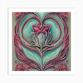 Human Heart Half Of Which Is Flowers Spring 2 Art Print