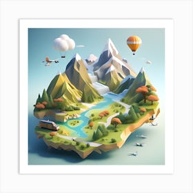 Low Poly Landscape 1 Art Print