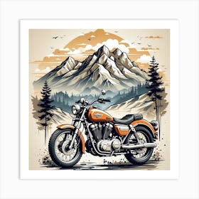 Motorcycle In The Mountains Art Print