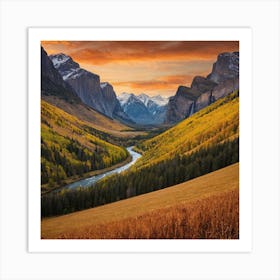 Sunset In The Mountains 1 Art Print