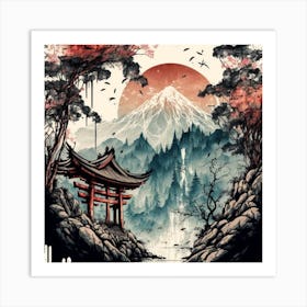 Asian Landscape Wall Art Print Art Print