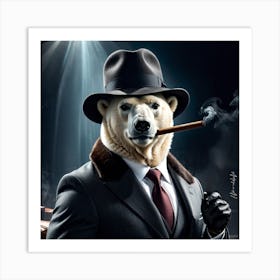 Polar Bear Smoking A Cigar Art Print