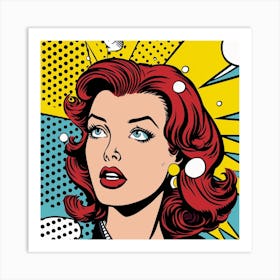 Pop Girl With Speech Bubbles Art Print