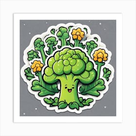 Kawaii Broccoli Art Print