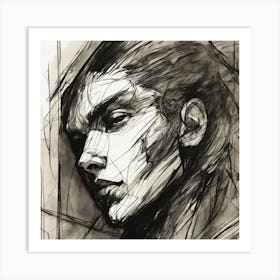 Portrait Of a black scrached face Man Art Print