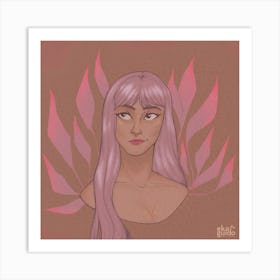 Girl With Pink Hair Art Print