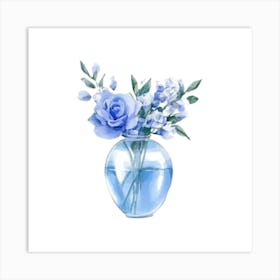 Watercolor Blue Floral 23 Art Print