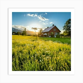 Firefly Cozy House In A Blooming Meadow 58629 (2) Art Print