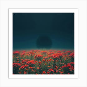 Dark Field Of Flowers 1 Art Print