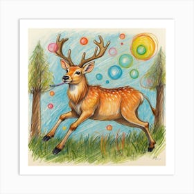 Bubble Deer Art Print