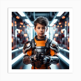 Futuristic Boy In Space Suit Art Print